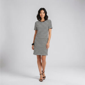 Madewell Black White Striped T-Shirt Dress - XS